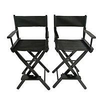 Streamdale Folding Black Director's Chair Set - 2 Pieces
