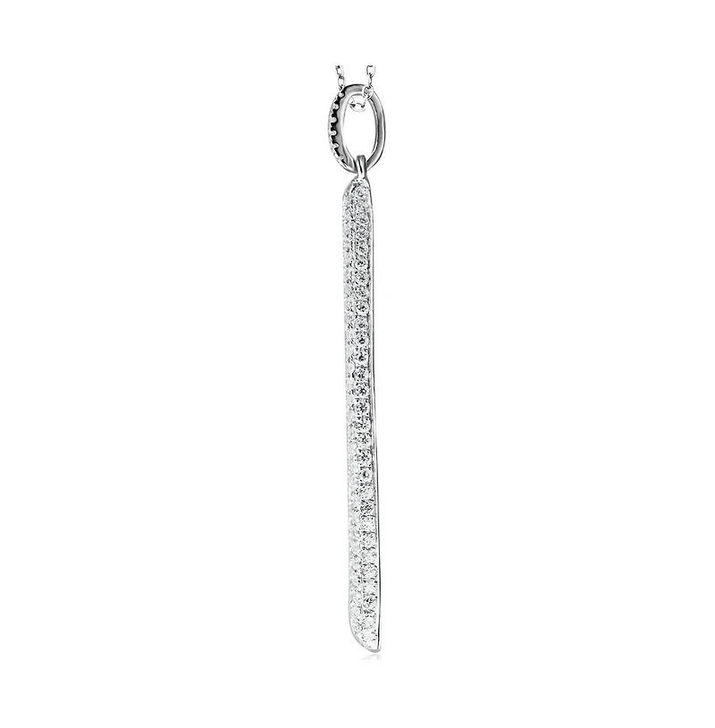 Suzy Levian New York Sterling Silver Pave Cubic Zirconia Open Marquise Drop Pendant