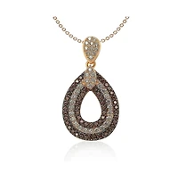 Suzy Levian Sterling Silver Cubic Zirconia Triple Row Tear Drop Dangle Pendant Necklace