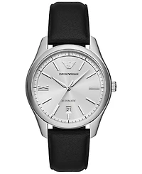Emporio Armani Men's Automatic Black Leather Strap Watch 41mm