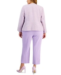 Kasper Plus Tweed Jacket Cowl Neck Top Stretch Crepe Pants