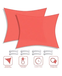 2 Pack 20x16 Ft 97% Uv Block Rectangle Sun Shade Sail Hdpe Cover Net Canopy Park