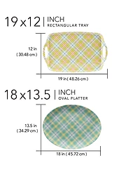 Certified International Easter Plaid Melamine Trays, Set 2