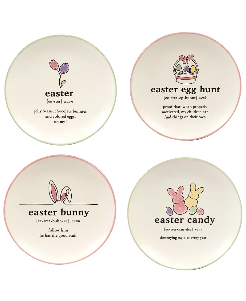 Certified International Easter Words Canape Plates, Set of 4