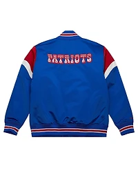 Men's Mitchell & Ness Royal Distressed New England Patriots Big and Tall Satin Full-Snap Jacket
