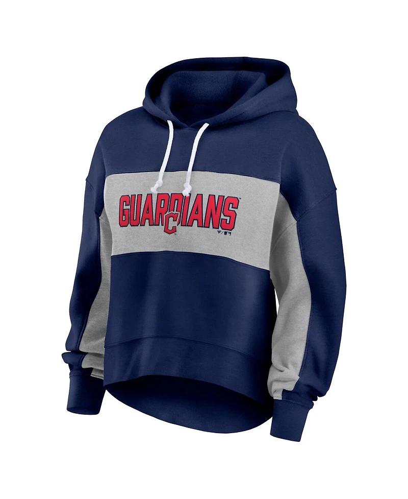 Women's Fanatics Navy Cleveland Guardians Filled Stat Sheet Pullover Hoodie