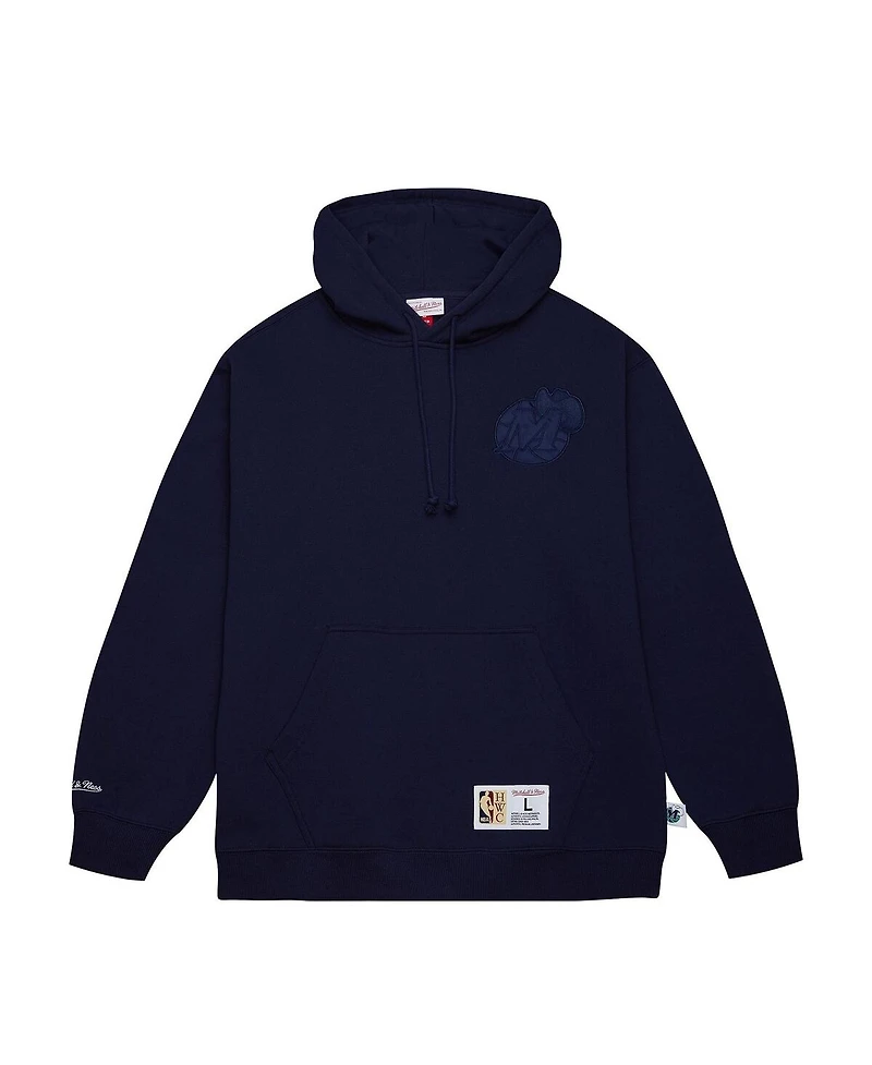 Men's Mitchell & Ness Navy Dallas Mavericks Hardwood Classics Tonal Pullover Hoodie