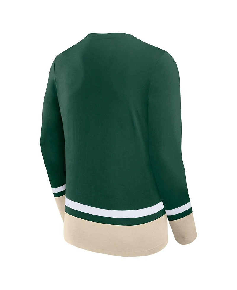 Men's Fanatics Green Minnesota Wild Back Pass Lace-Up Long Sleeve T-shirt