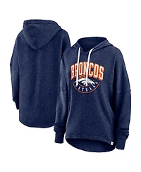 Women's Fanatics Navy Distressed Denver Broncos Lounge Helmet Arch Pullover Hoodie
