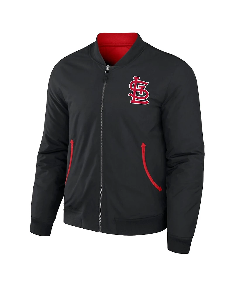 Men's Darius Rucker Collection by Fanatics Black, Red St. Louis Cardinals Reversible Full-Zip Bomber Jacket