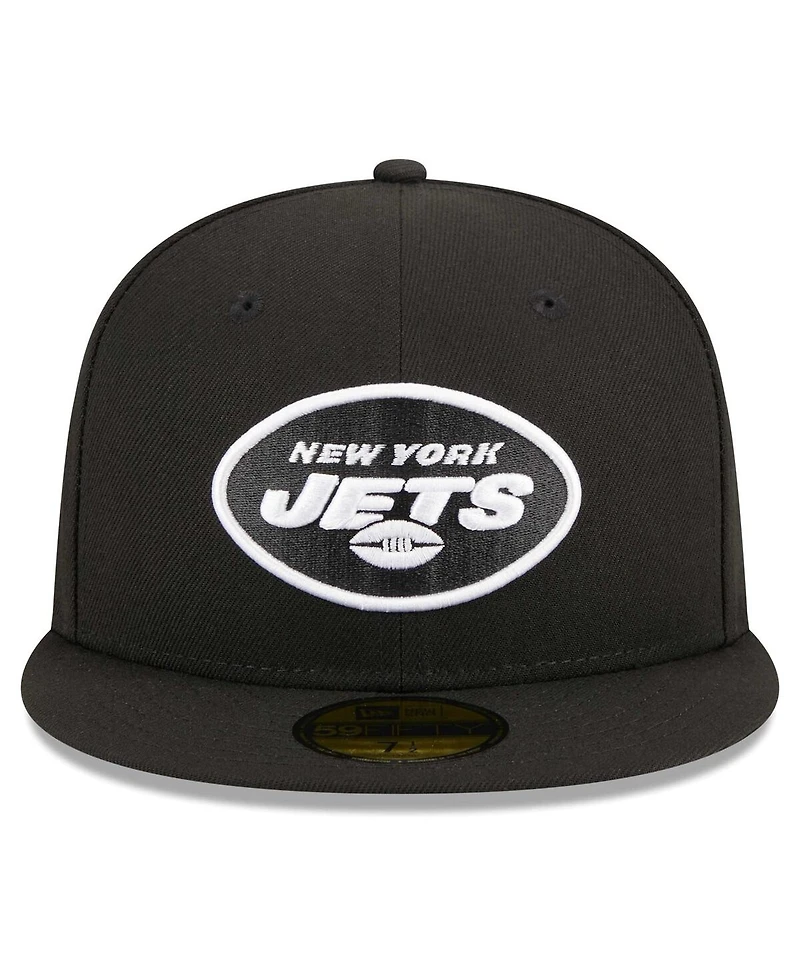 Men's New Era Black New York Jets Main Patch 59FIFTY Fitted Hat
