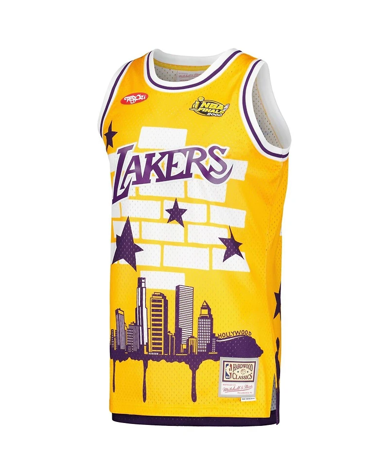 Men's Mitchell & Ness x Tats Cru Gold Los Angeles Lakers Hardwood Classics Fashion Jersey