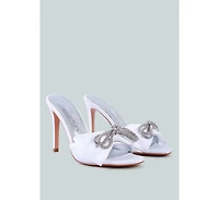 Womens Brag In Rhinestone Embellished Bow Satin Heels sandals