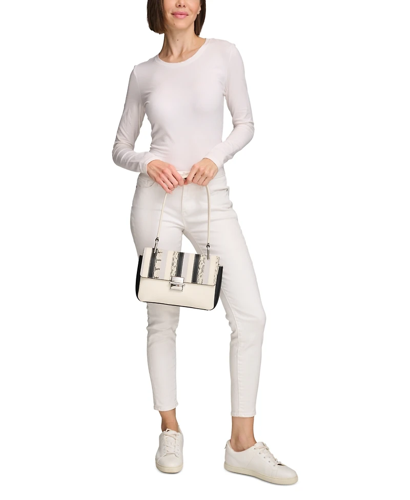 Calvin Klein Clove Mixed Material Push-Lock Shoulder Bag