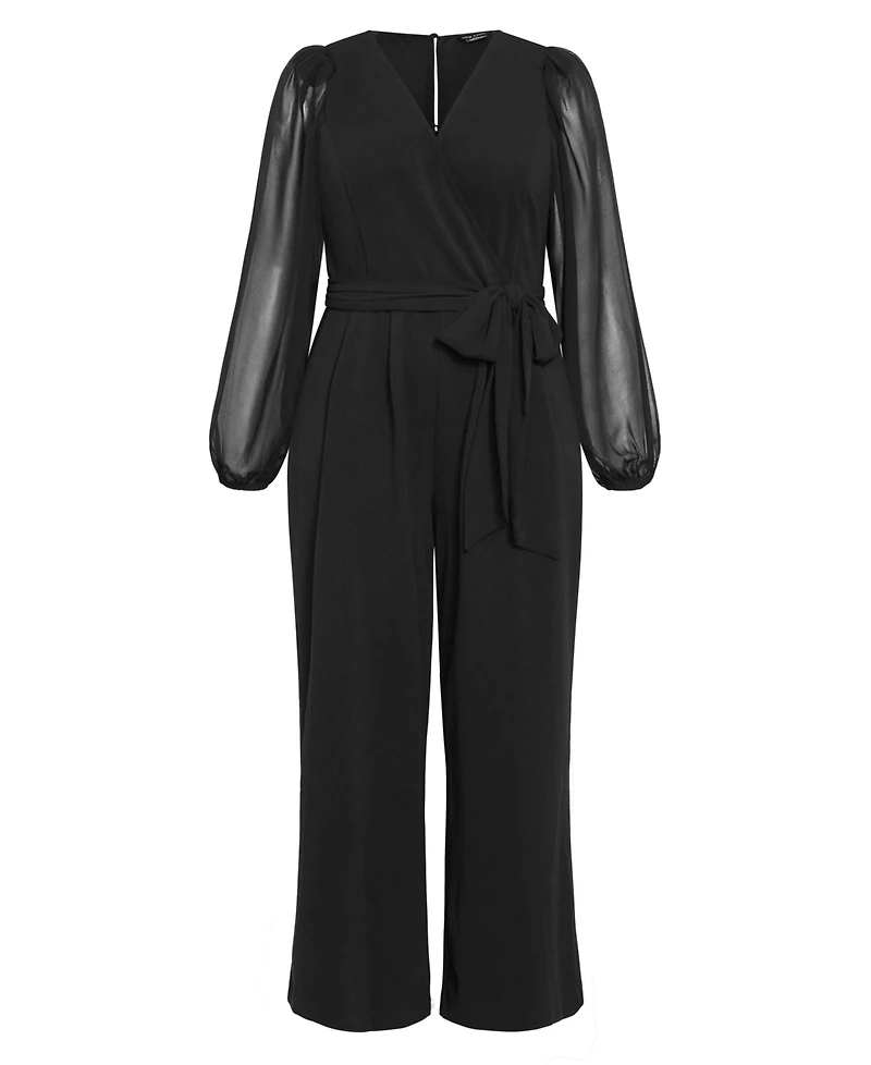 City Chic Plus Sheer Sleeve Jumpsuit