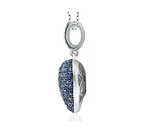 Suzy Levian Sterling Silver Cubic Zirconia Pave Mini Heart Pendant Necklace