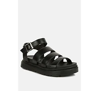 Womens Belcher Faux Leather Gladiator Sandals