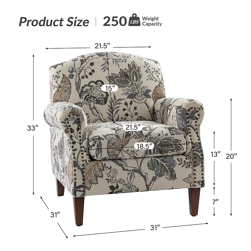 Gianluca Traditional Armchair with Nailhead Trims