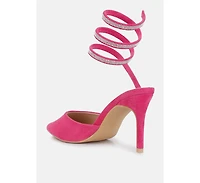 Womens elvira rhinestone embellished strap up sandals