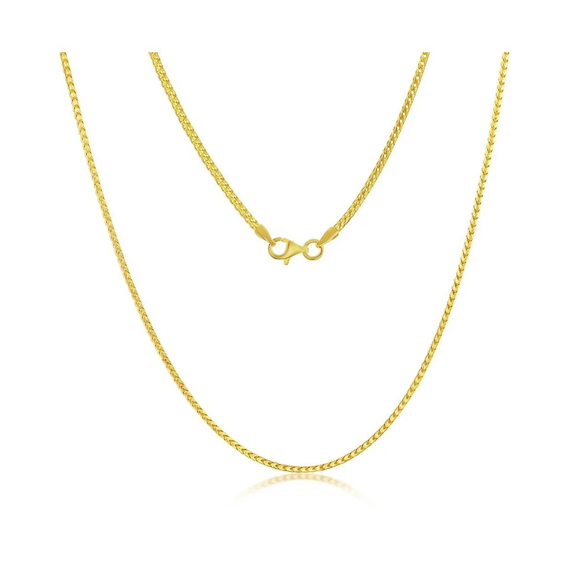 Franco Chain 1.5mm Sterling Silver or Gold Plated Over 22" Necklace