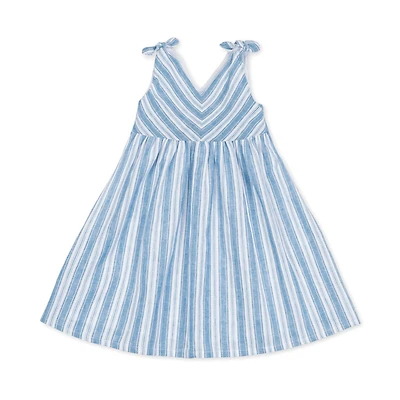 Hope & Henry Girls' Sleeveless Bow Shoulder Swing Dress