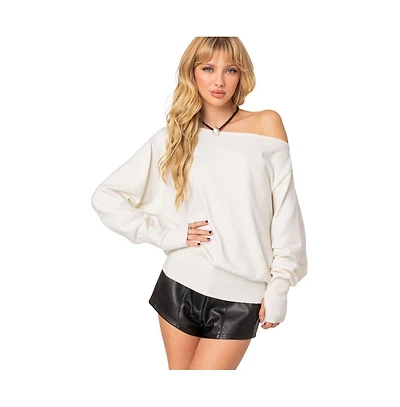 Edikted Womens Off Shoulder Oversized Sweater