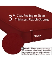 Aoodor Patio Bench Cushion Outdoor Olefin Fabric Slipcover Sponge Foam 46.5” x 17.7” x 3”- Red
