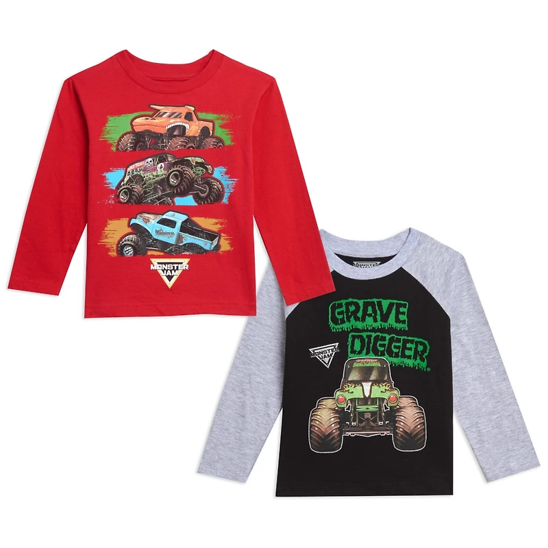 Monster Jam Toddler Boys 2 Pack Long Sleeve Graphic T-Shirts Multicolored Toddler|Child