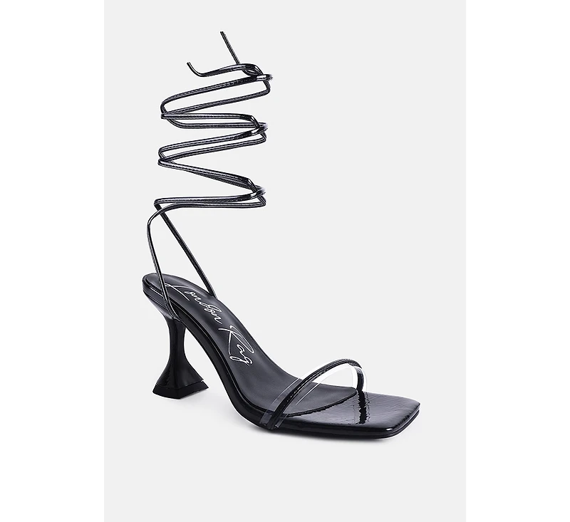 Womens Biten Berry Spool Heel Lace Up Sandals