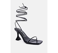 Womens Biten Berry Spool Heel Lace Up Sandals