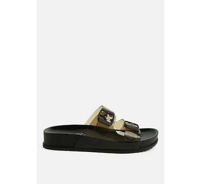 Womens Minata Platform Buckled Slide Sandals