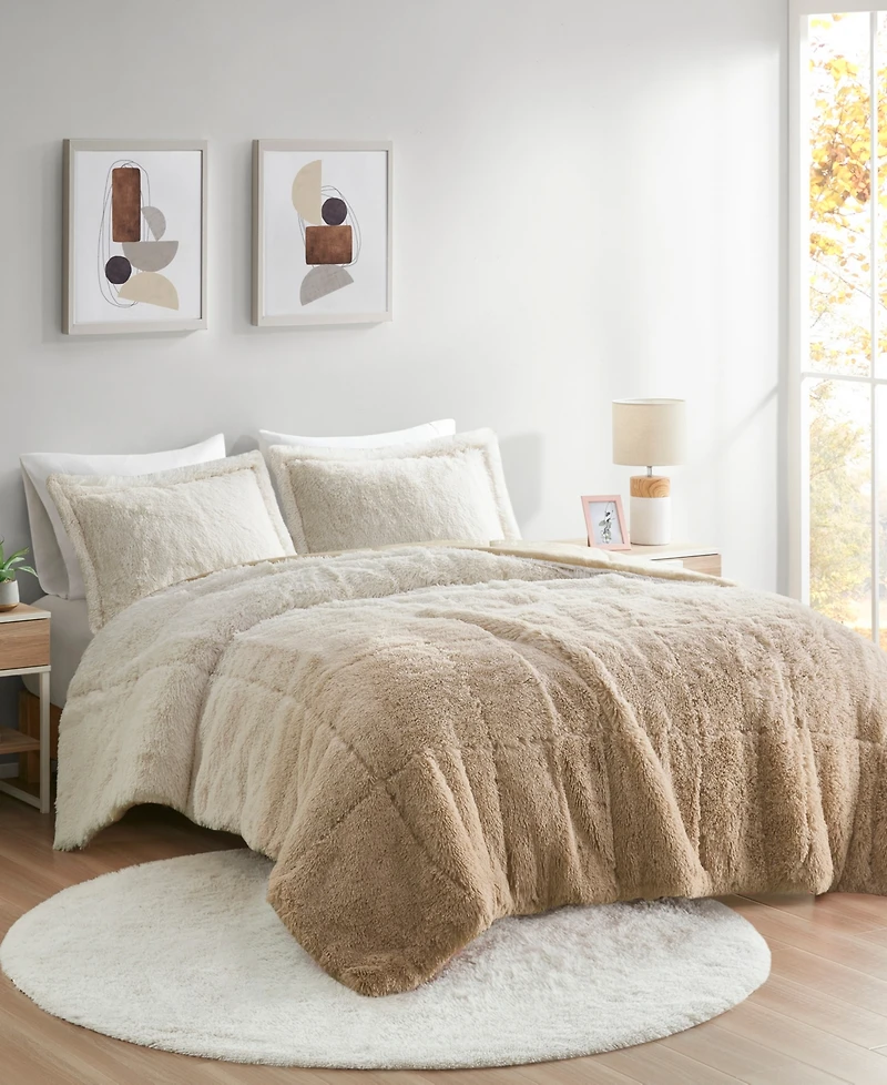 Intelligent Design Brielle Ombre Shaggy Faux Fur 3-Pc. Comforter Set, King/California King