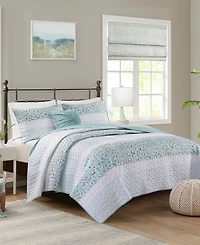 Madison Park Caralie Seersucker 4 Piece Quilt Set, King/California King