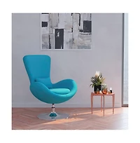 Merrick Lane Soro High-Back Egg Style Lounge Chair With 360° Swivel Metal Base