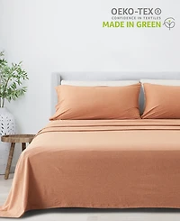 Premium Comforts Heathered Melange T-shirt Jersey Knit Cotton Blend Piece Sheet Set