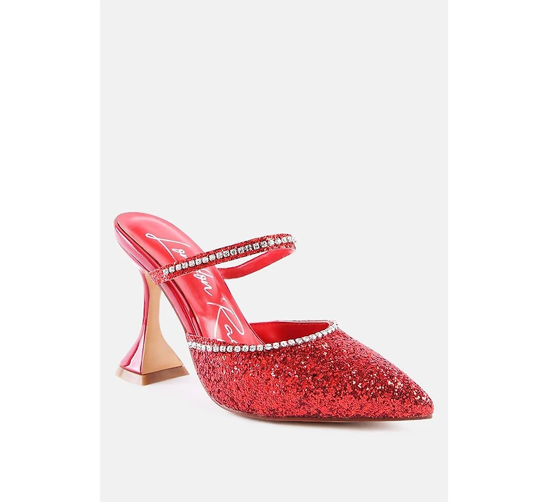 Iris Glitter Diamante Embellished Spool Heel Sandals