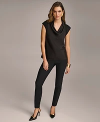 Donna Karan New York Women's Cowl-Neck Cap-Sleeve Top