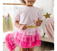 Little and Big Girls Pink Petal Tutu Skirt