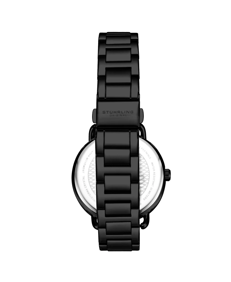 Women's Black Case and Bracelet, Crystal Studded Black Dial Watch
