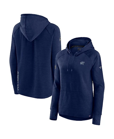 Women's Fanatics Heather Navy Columbus Blue Jackets Authentic Pro Pullover Hoodie