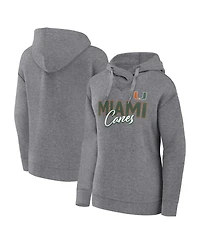 Women's Fanatics Heather Gray Miami Hurricanes Script Favorite Pullover Hoodie