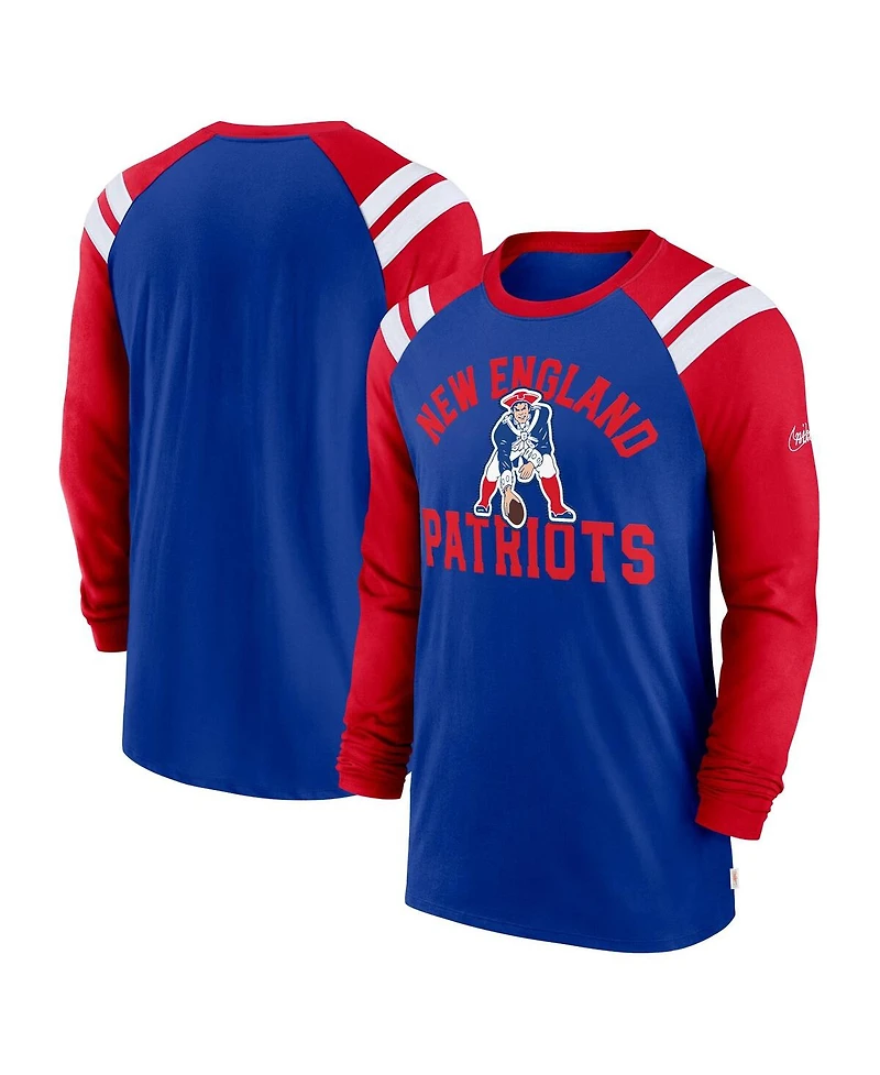 Men's Nike Royal, Red New England Patriots Classic Arc Raglan Tri-Blend Long Sleeve T-shirt