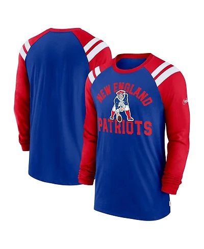 Men's Nike Royal, Red New England Patriots Classic Arc Raglan Tri-Blend Long Sleeve T-shirt
