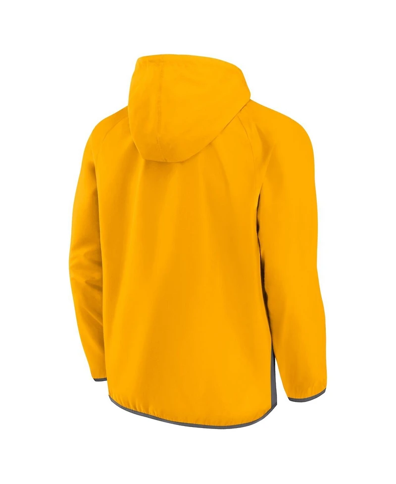 Men's Fanatics Gold Nashville Predators Flagrant Foul Anorak Raglan Half-Zip Hoodie Jacket