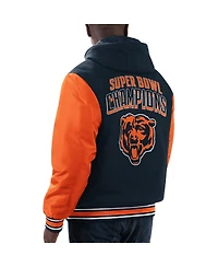 Men's G-iii Sports by Carl Banks Navy, Orange Chicago Bears Player Option Full-Zip Hoodie Jacket