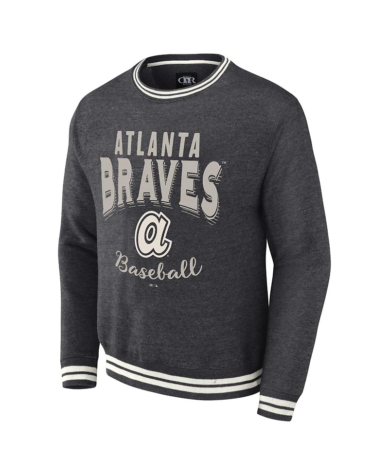 Men's Darius Rucker Collection by Fanatics Heather Charcoal Distressed Atlanta Braves Vintage-Like Pullover Sweatshirt