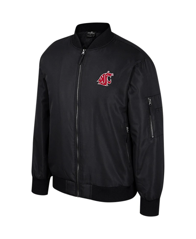 Men's Colosseum Black Washington State Cougars Full-Zip Bomber Jacket