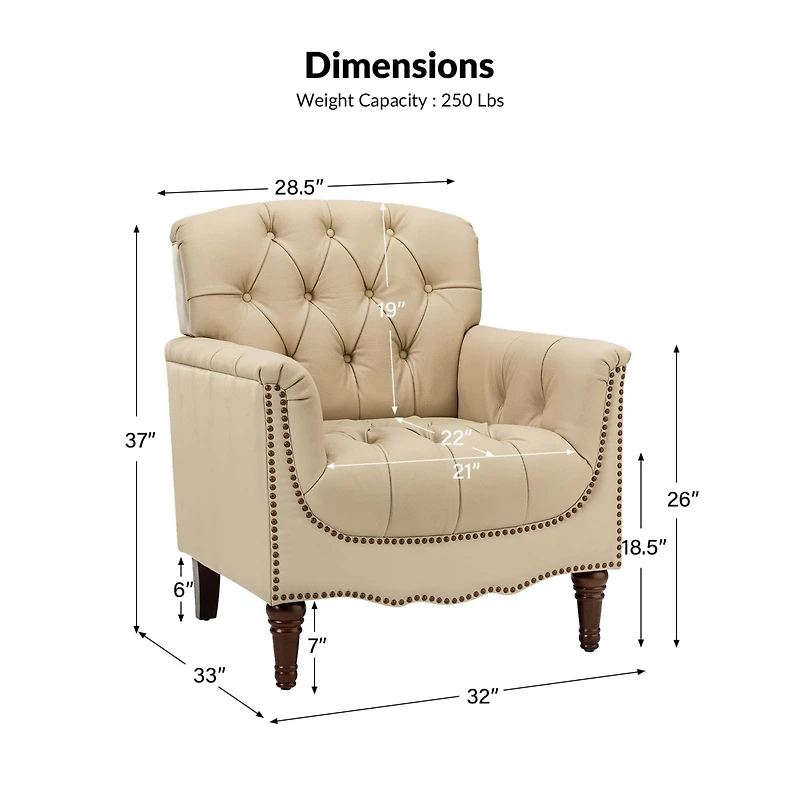 Hulala Home Sucher Modern Retro Wooden tufted Accent chair with Nailhead Trim