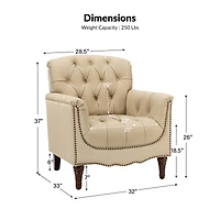 Hulala Home Sucher Modern Retro Wooden tufted Accent chair with Nailhead Trim