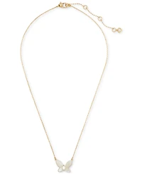 Kate Spade New York Gold-Tone Cubic Zirconia & Mother-of-Pearl Butterfly Statement Pendant Necklace, 18" + 3" extender